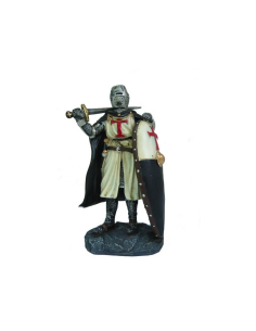 Chevalier templier miniature avec bouclier et épée (22 cm.)
