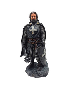 Chevalier templier miniature avec masse et bouclier (22 cm.)