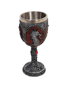 Calice Médiéval Fantastique Dragon et Croix (18 cm.)