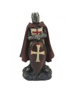 Chevalier templier miniature avec bouclier rouge (12 cm.)