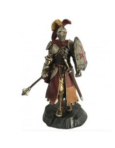 Chevalier templier miniature avec masse et bouclier (12 cm.)