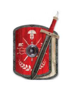 Ensemble romain rouge pour enfants bouclier et épée en bois