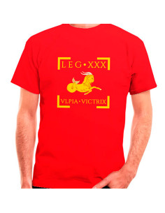 T-shirt Légion Romaine XXX Ulpia Victrix en rouge, manches courtes