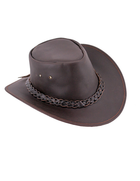 Chapeau de cowboy en cuir véritable,...