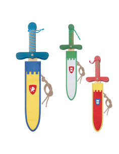 Épée médiévale en bois pour enfants, avec fourreau (48 cm.)