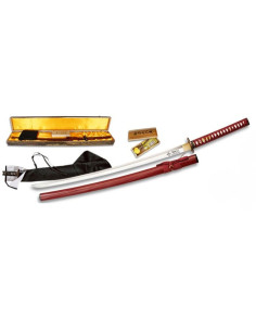 L'acier au carbone Katana + couvercle + boîte + 2 tsubas + kit de nettoyage