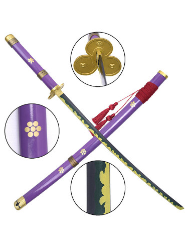 Katana décoratif lilas Enma de Zoro, One Piece (97 cm.)