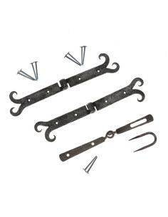 Ensemble de 2 charnières médiévales avec loquet forgé