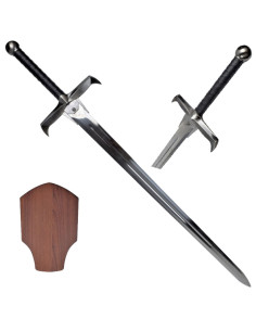 Épée médiévale avec support mural en bois (126,5 cm.)