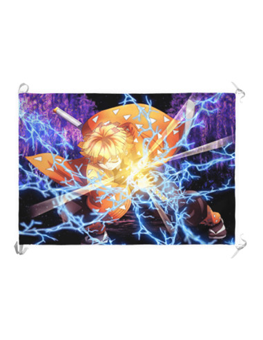 Bannière-Drapeau Demon Slayer de Zenitsu Agatsuma (70x100 cms.)
 Matériel-Satin