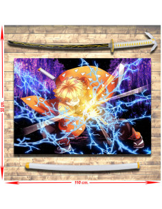 Bannière Demon Slayer Zenitsu Agatsuma + Pack Katana
