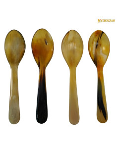 Ensemble de 4 cuillères médiévales en corne de boeuf...