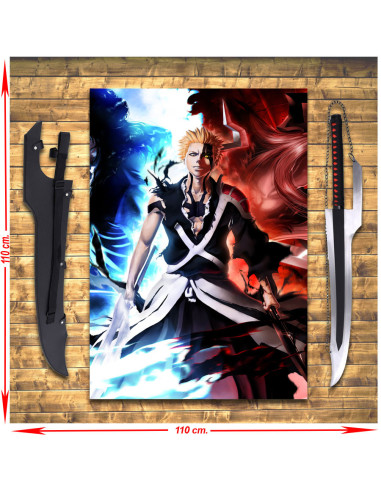 Pack d'épées Zangetsu d'Ichigo Kurosaki + bannière, eau de Javel