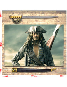 Pack Épée Jack Sparrow Pirates des Caraïbes + Bannière