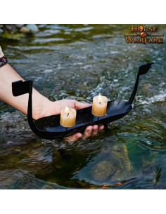 Bougeoir en fer forgé bateau viking (20,5x30,5 cm.) 2