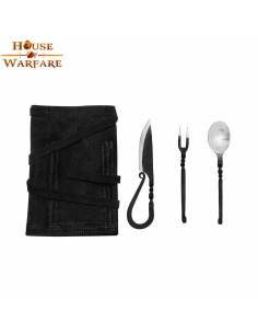 Jeu de 3 couverts médiévaux forgés avec couvercle