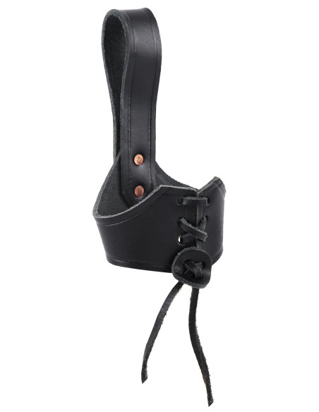 Baudrier en cuir noir pour cor viking
