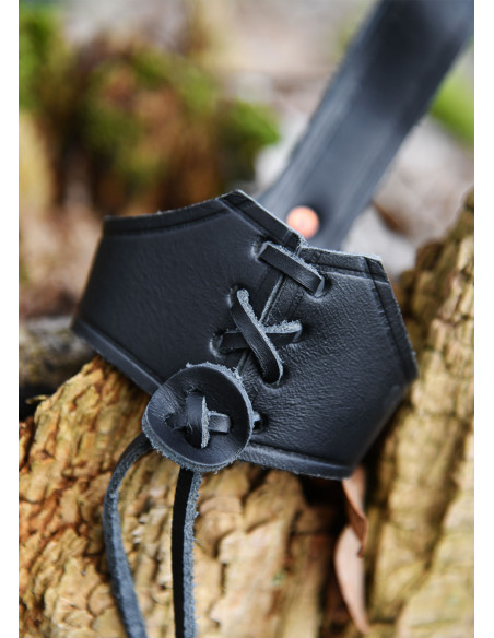 Baudrier en cuir noir pour cor viking