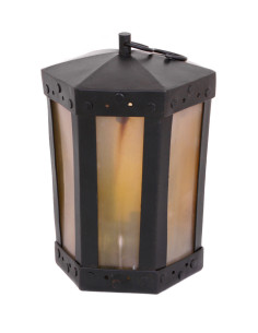 Lampe avec fenêtres en corne, faite à la main (20 cm.)