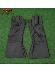 Gants médiévaux en cuir noir 2