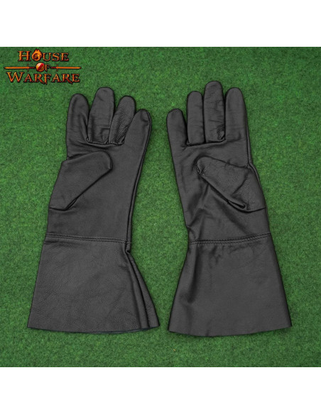 Gants médiévaux en cuir noir