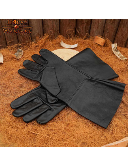 Gants médiévaux en cuir noir