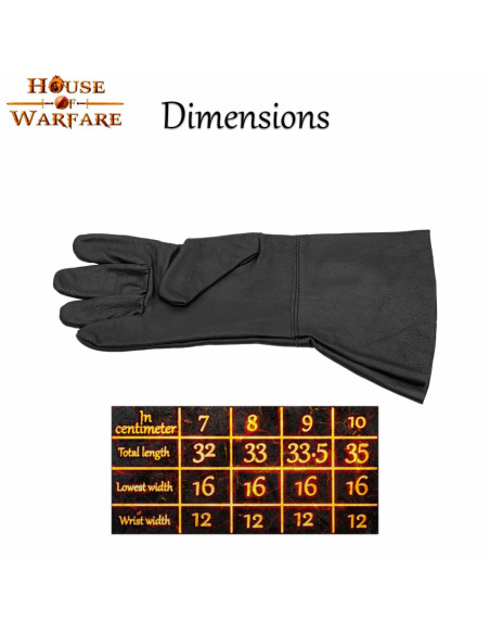 Gants médiévaux en cuir noir