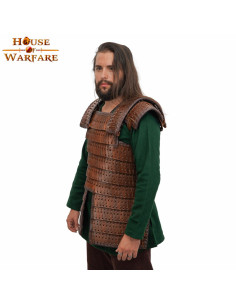 Armure viking lamellaire en cuir marron