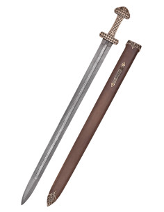 Épée viking avec poignée en bronze, acier Damas 2