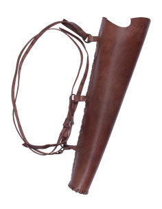 Carquois en cuir marron, avec sangle arrière (64 cm.)
