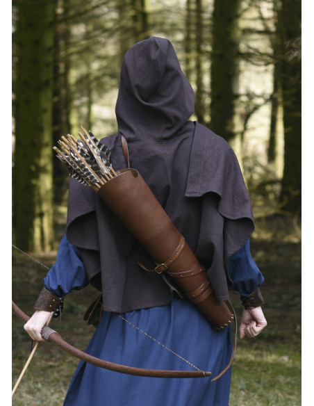 Carquois en cuir marron, avec sangle...