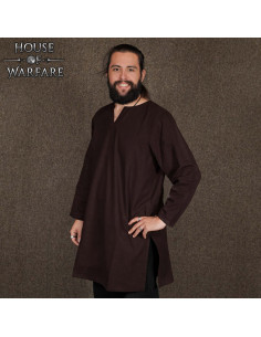 Tunique viking et médiévale en coton - marron