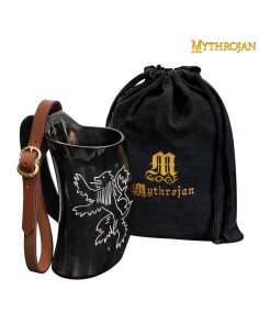 Pichet médiéval en corne de corne avec sangle (600 ml.)