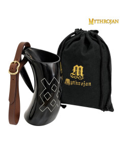 Cruche à barres celtiques en corne de corne avec sangle...