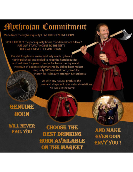 Corne viking avec baudrier réglable...