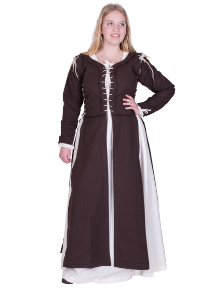 Robe Médiévale Marit avec Cordon, marron