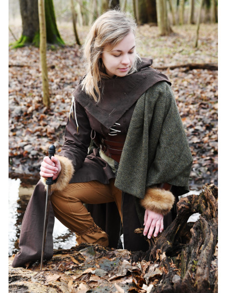 Robe Médiévale Marit avec Cordon, marron