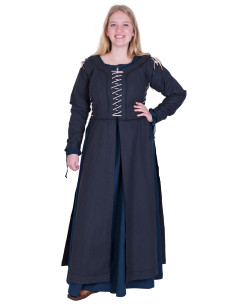 Robe Médiévale Marit avec Dentelle, bleu foncé