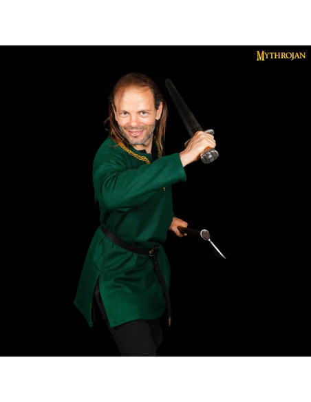 Tunique viking au col passepoilé - vert