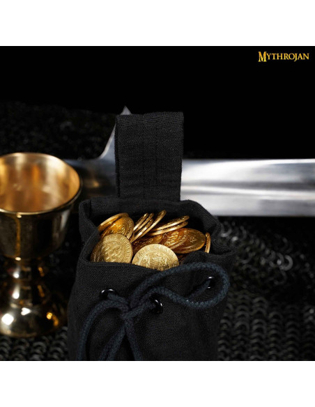 Sac de mendiant médiéval noir avec...