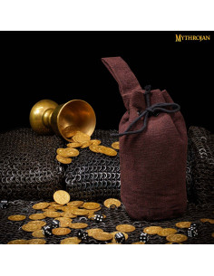 Sac de mendiant médiéval marron avec lacets (20,3x16,5 cm.)