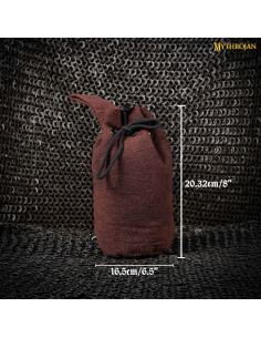 Sac de mendiant médiéval marron avec lacets (20,3x16,5 cm.) 2