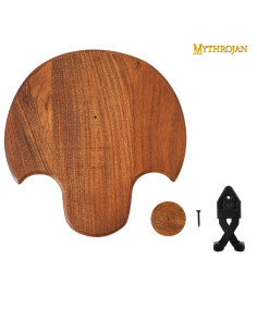 Support, bois et métal, crénelé pour accrocher l'épée au mur 2