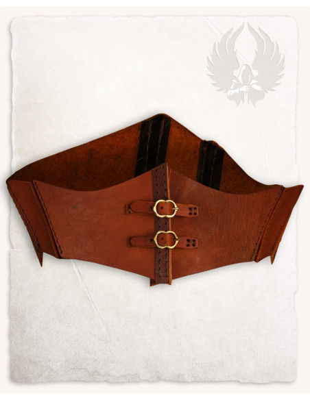 Corsage médiéval Talia en cuir - marron