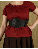 Corsage médiéval en cuir Talia - noir