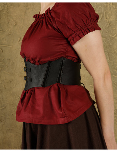 Corsage médiéval en cuir Talia - noir