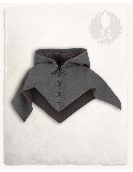 Capuche Folke Médiévale en Laine - Gris