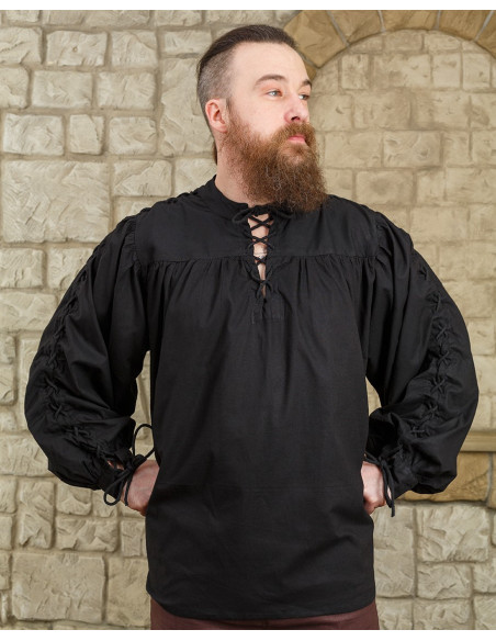 Chemise médiévale noire à nouer...