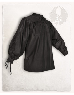 Chemise médiévale noire à nouer modèle Alex 2