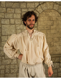 Chemise médiévale crème avec liens modèle Alex